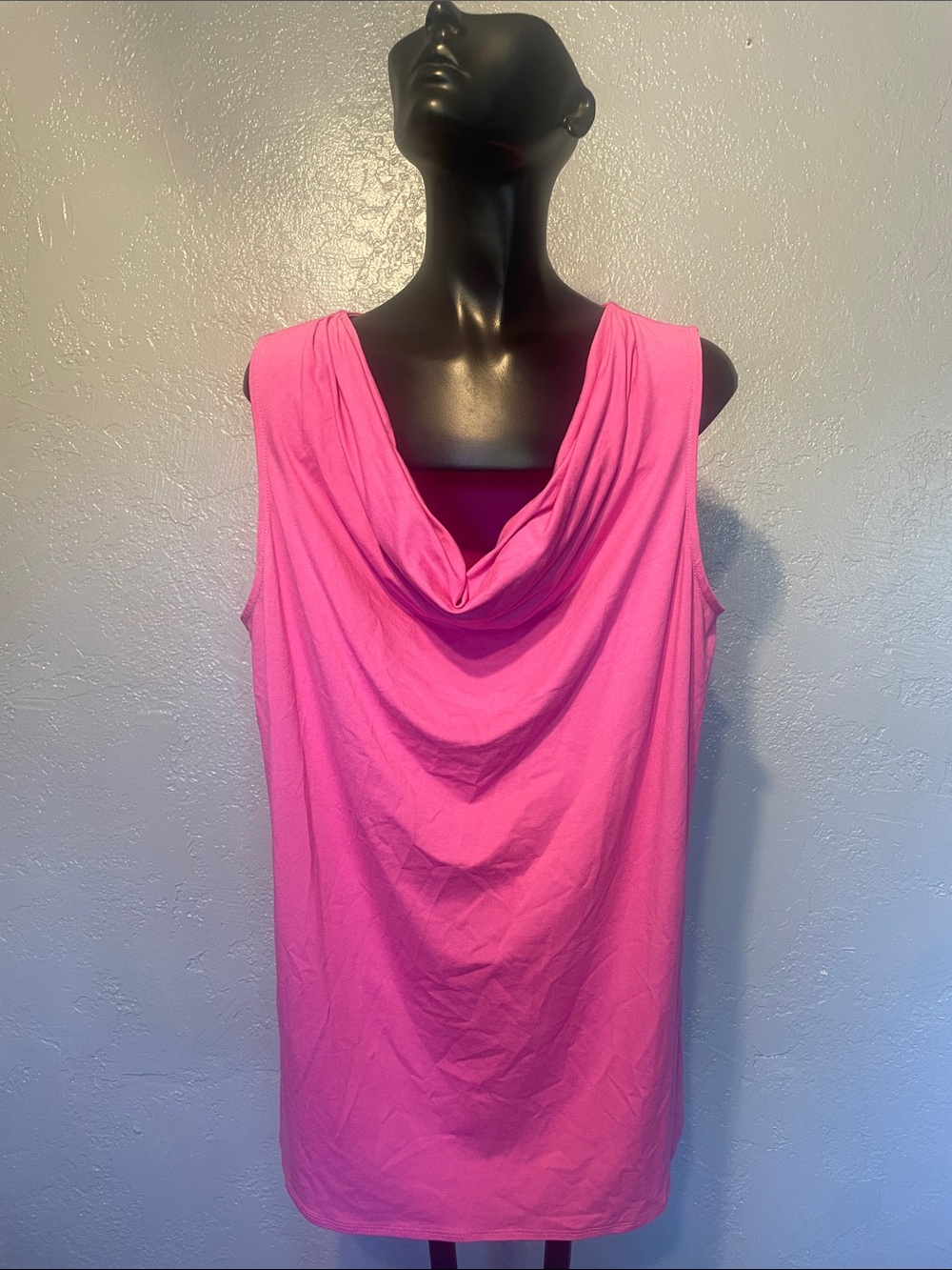 Sleeveless Cowl Neck Tank Top - Pink viscose